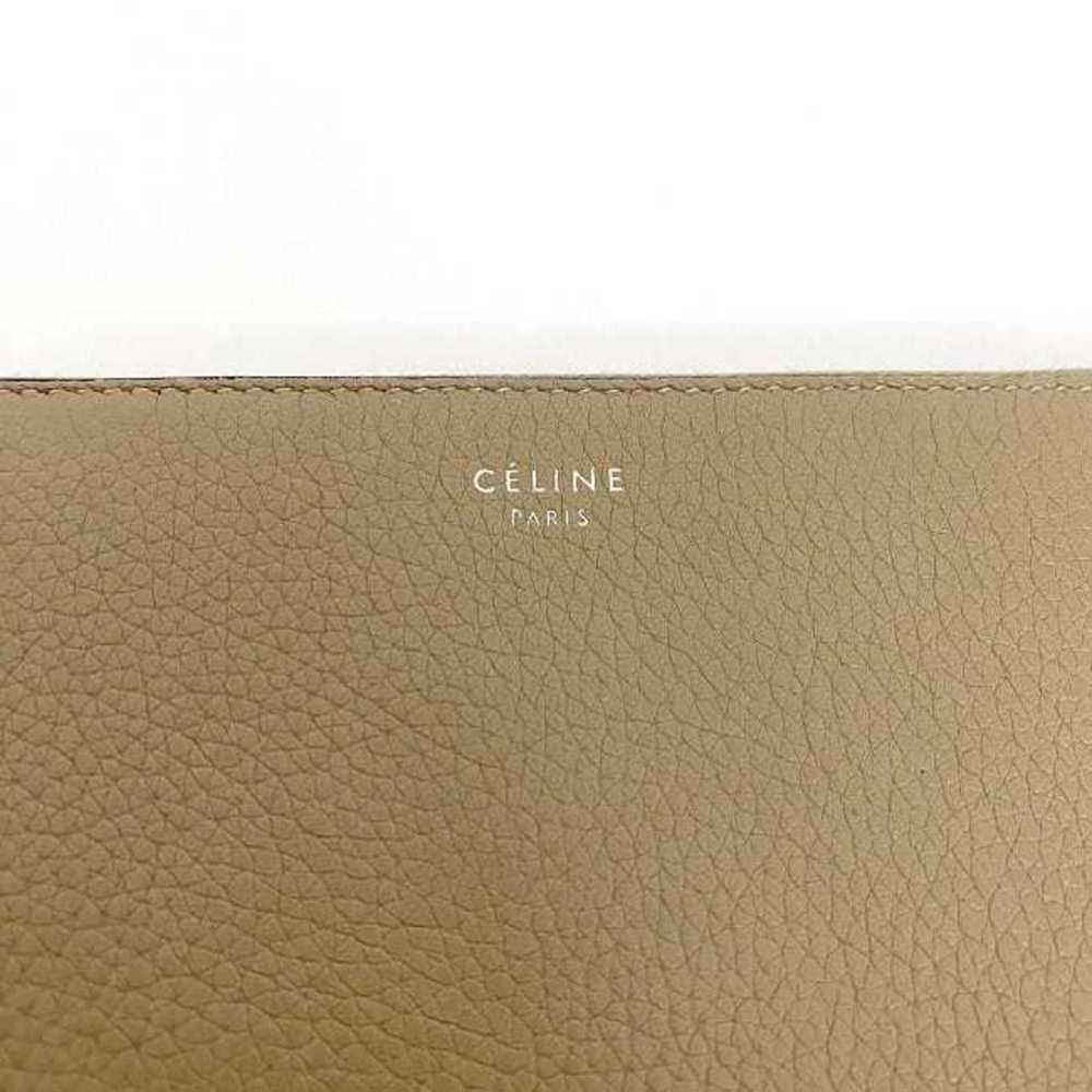 CELINE Round Long Wallet Beige Red Silver Leather Zip Ladies - Picture 5 of 10